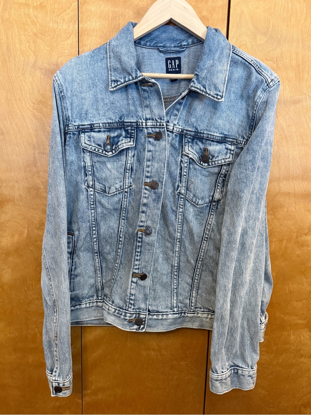 GAP Acid Wash Light Blue Denim Jean Jacket women size XL
